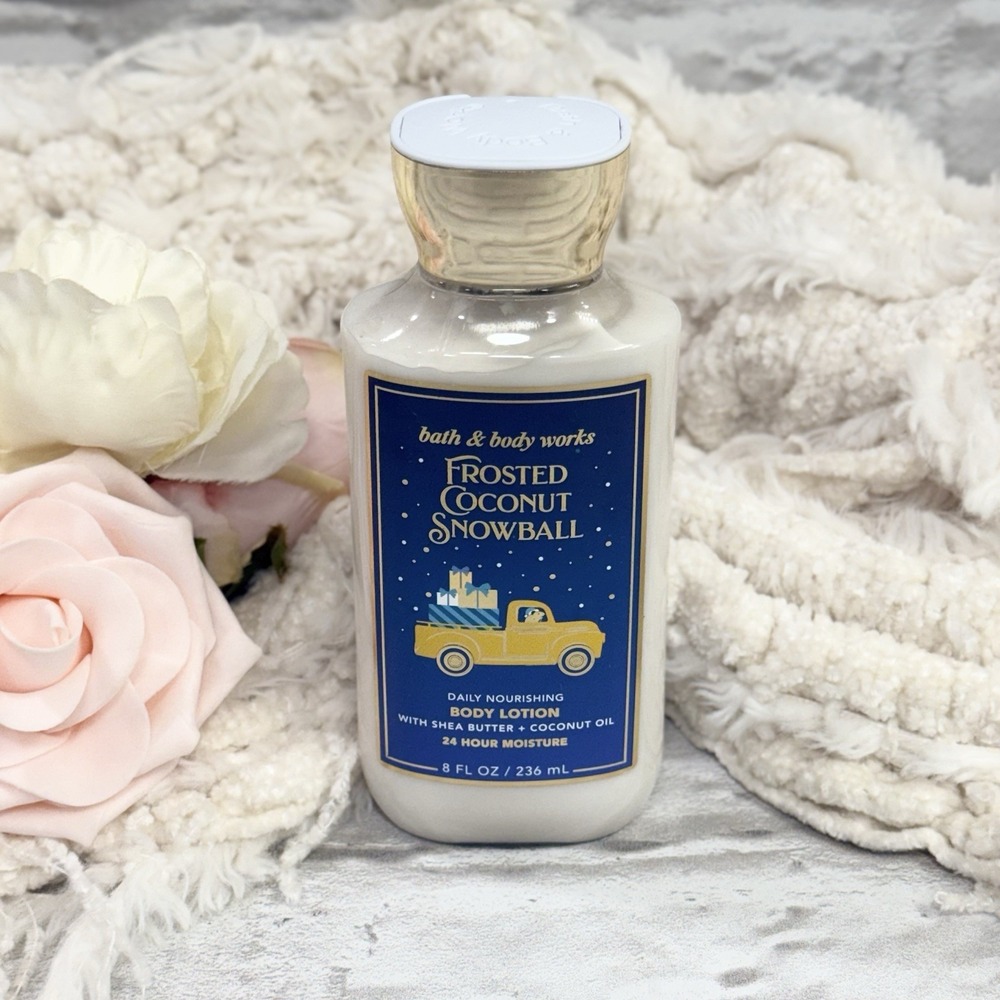 Bath & Body Works Frosted Coconut Snowball Body Lotion 24 Hour Moisture 8 oz NEW